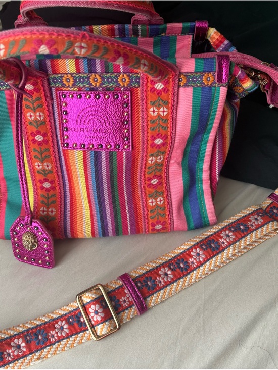 Kurt Geiger Handbags - Kurt Geiger Pink Multicolor Striped Crossbody Tote